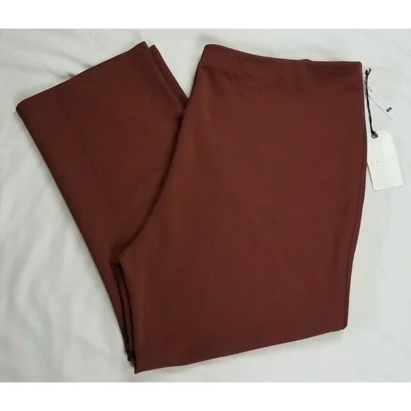 Leith Sz. 3X=22-24 (20W-22W) Brown Mocha High Waist Slim Side Zip Pants NWT - Picture 2 of 6
